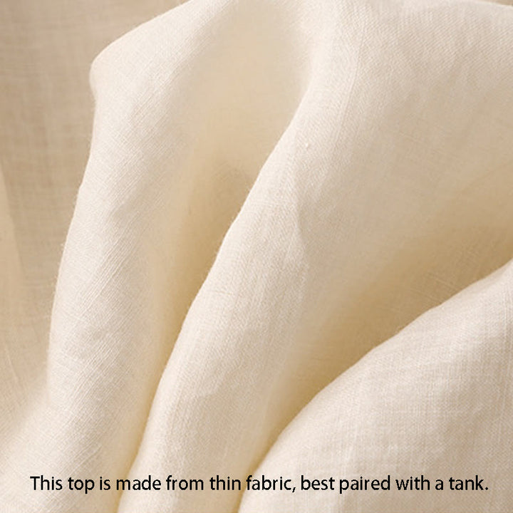 Camisa de algodón para mujer con cuello redondo, manga corta y botones bordados con líneas de Buddha Stones - image 11