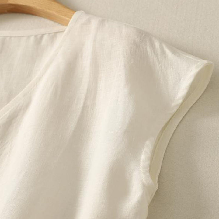 Chaleco sin mangas de algodón para mujer con diseño retro de cuello en V y botones con Buddha Stones - image 12