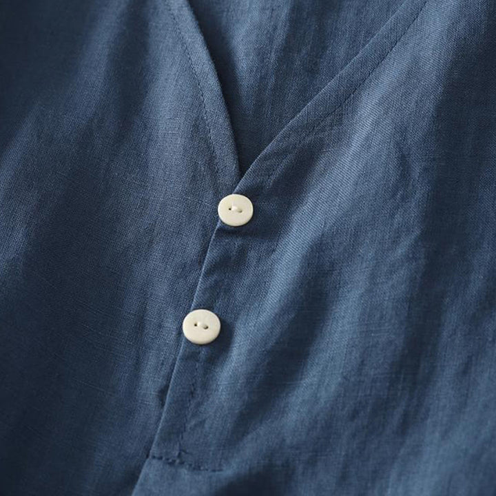 Chaleco sin mangas de algodón para mujer con diseño retro de cuello en V y botones con Buddha Stones - image 3