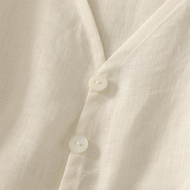 Chaleco sin mangas de algodón para mujer con diseño retro de cuello en V y botones con Buddha Stones - image 11