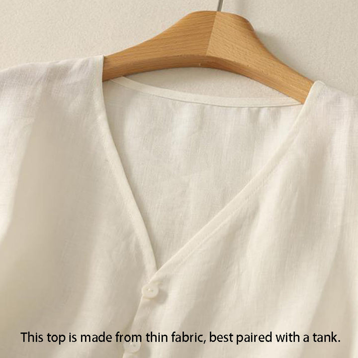 Chaleco sin mangas de algodón para mujer con diseño retro de cuello en V y botones con Buddha Stones - image 8