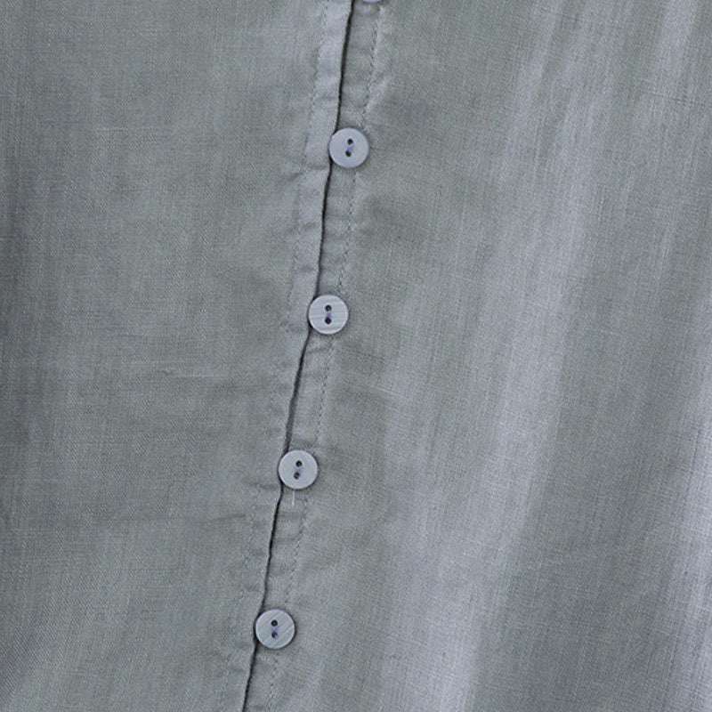 Camisa de mujer de manga corta con cuello en V y botones sólidos con estampado de Buddha Stones - image 23