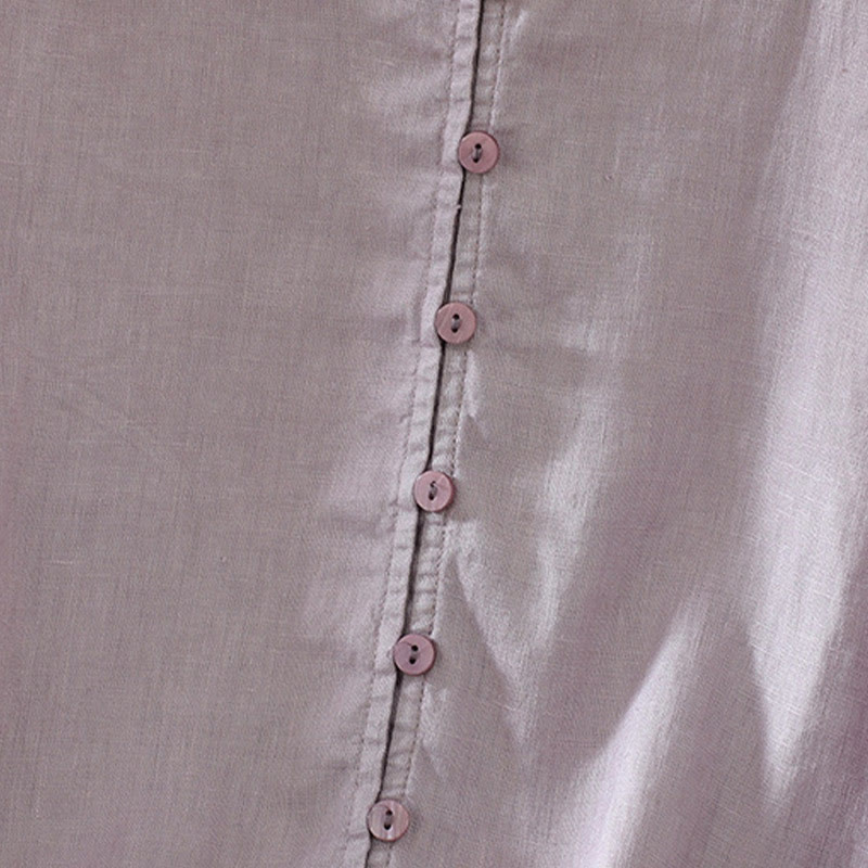 Camisa de mujer con cuello en V, media manga y botones lisos de Buddha Stones - image 28