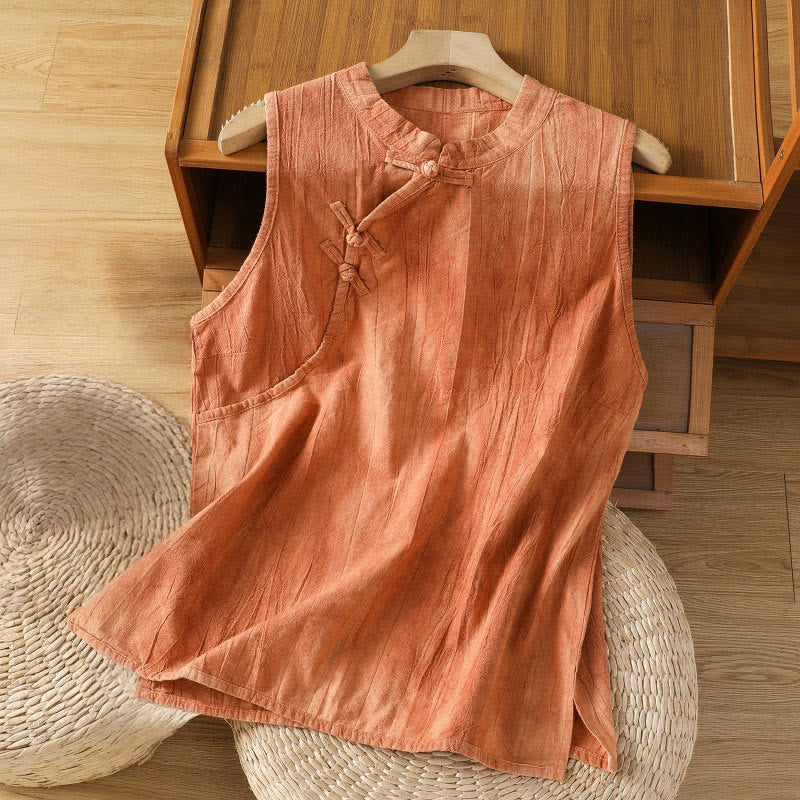 Chaleco sin mangas de algodón para mujer con diseño retro de rana y botones de Buddha Stones - Naranja - US8-10，UK/AU12-14，EU40-42 (2XL) - image 0