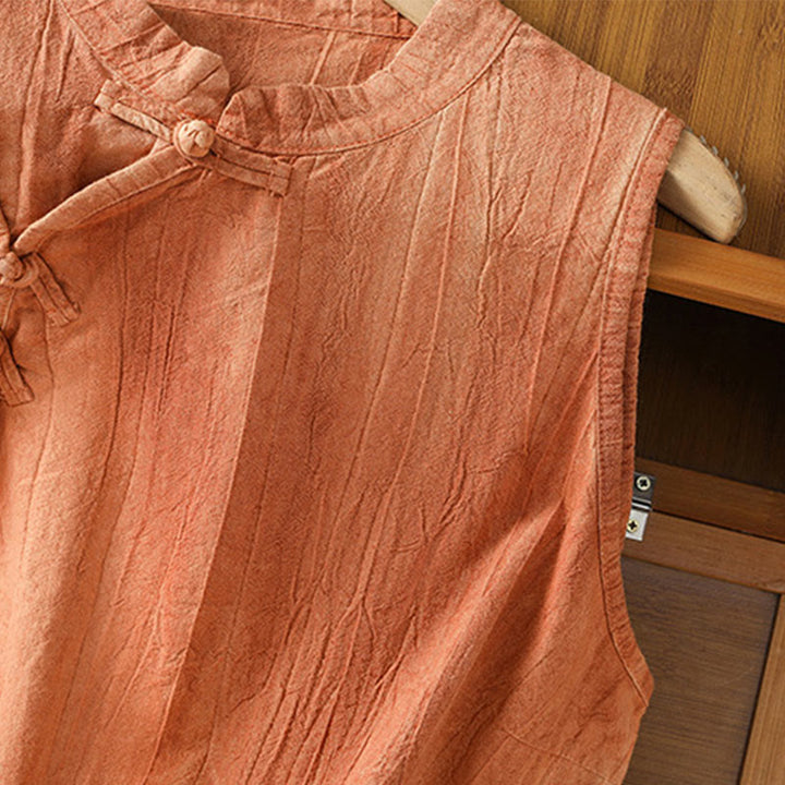 Chaleco sin mangas de algodón para mujer con diseño retro de rana y botones de Buddha Stones - image 5