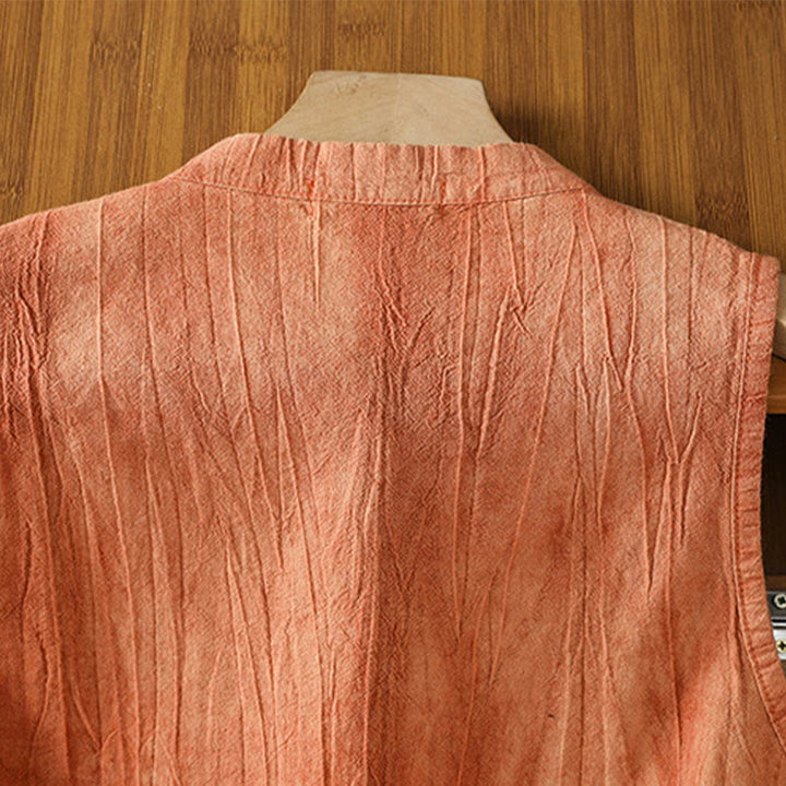 Chaleco sin mangas de algodón para mujer con diseño retro de rana y botones de Buddha Stones - image 4