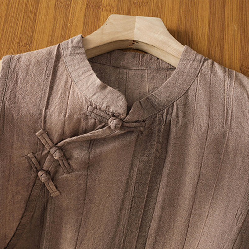 Chaleco sin mangas de algodón para mujer con diseño retro de botones de rana y estampado de Buddha Stones - image 13