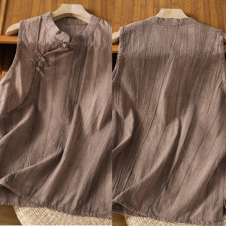 Chaleco sin mangas de algodón para mujer con diseño retro de rana y botones de Buddha Stones - image 12