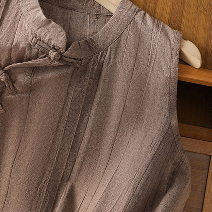 Chaleco sin mangas de algodón para mujer con diseño retro de rana y botones de Buddha Stones - image 15