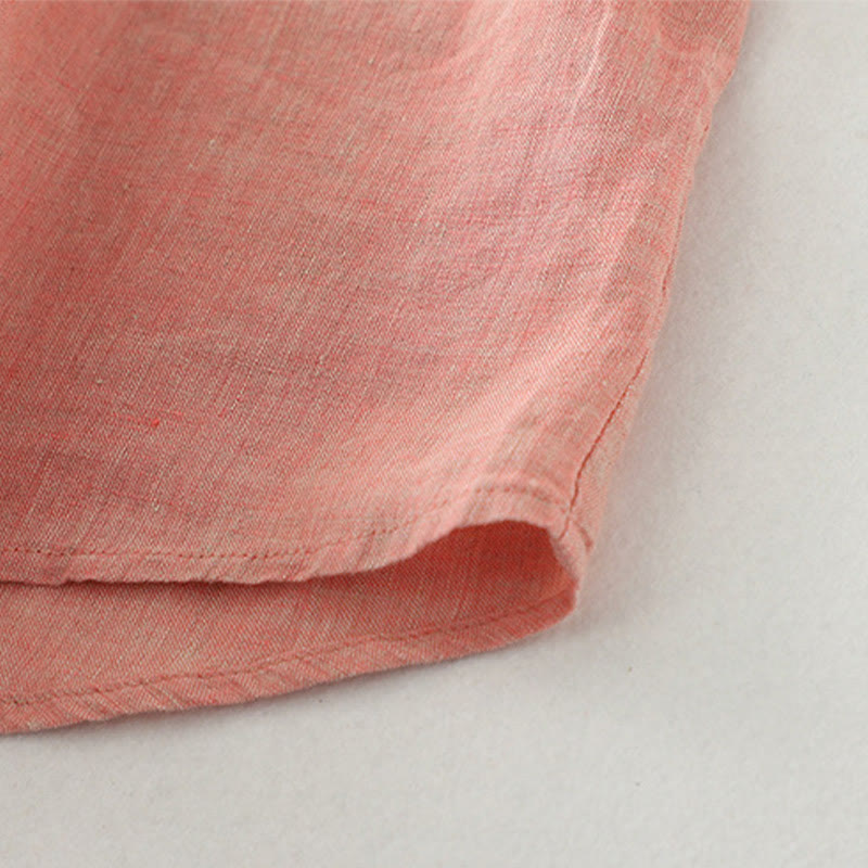 Camisa informal de lino y algodón para mujer con botones lisos y media manga Buddha Stones - image 16