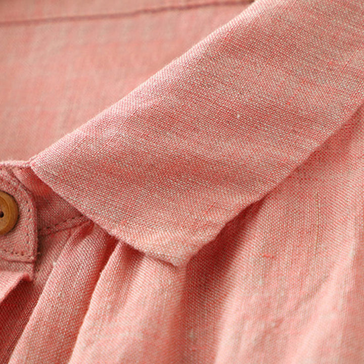 Camisa informal de lino y algodón para mujer con botones lisos y media manga Buddha Stones - image 12