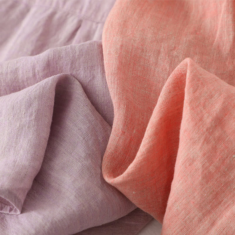 Camisa informal de lino y algodón para mujer con botones lisos y media manga Buddha Stones - image 20