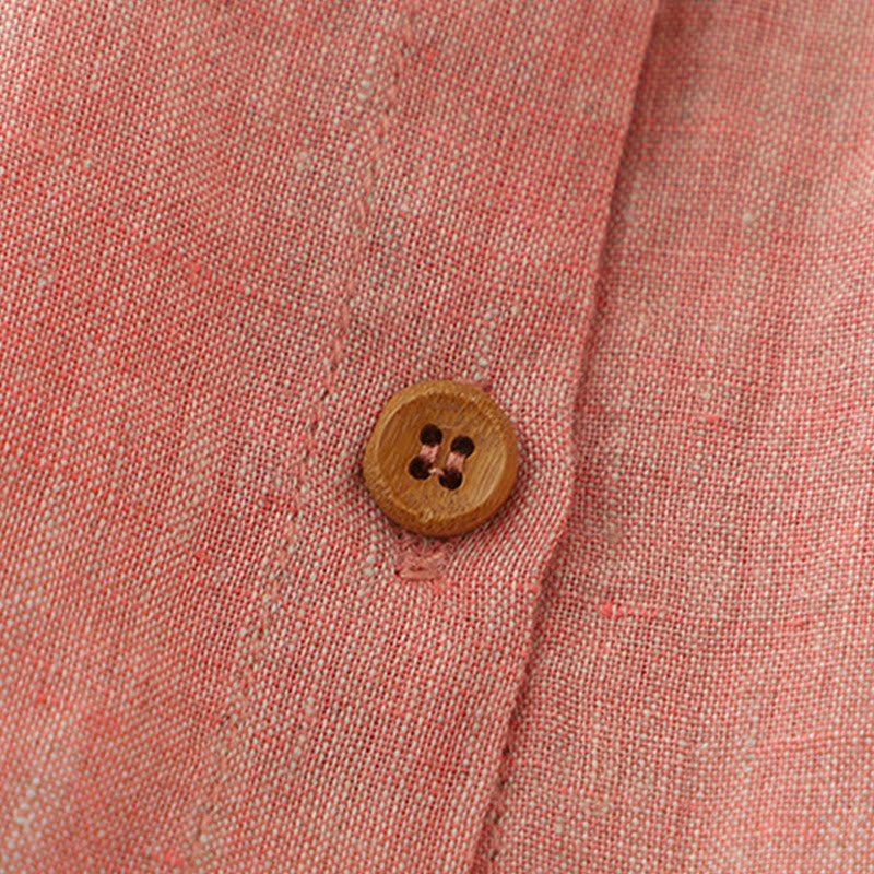 Camisa informal de lino y algodón para mujer con botones lisos y media manga Buddha Stones - image 13