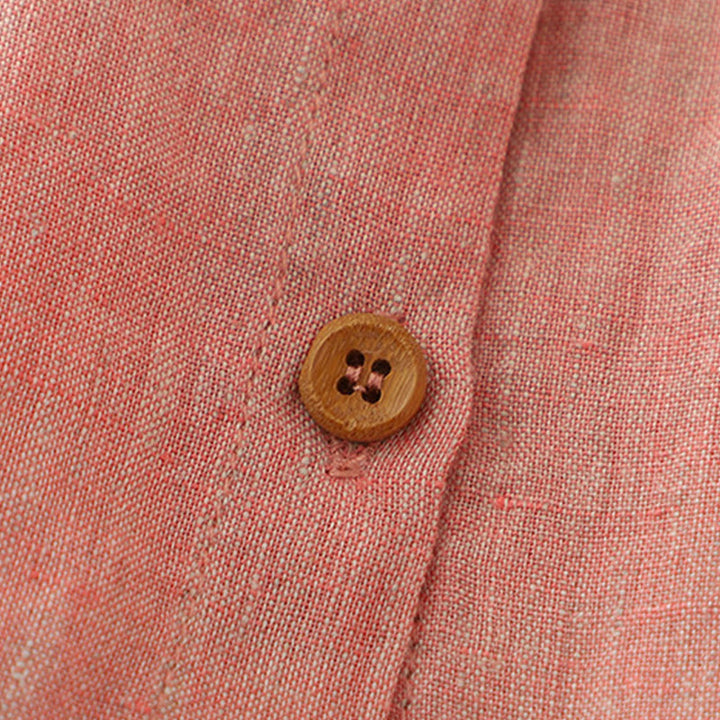 Camisa informal de lino y algodón para mujer con botones lisos y media manga Buddha Stones - image 13