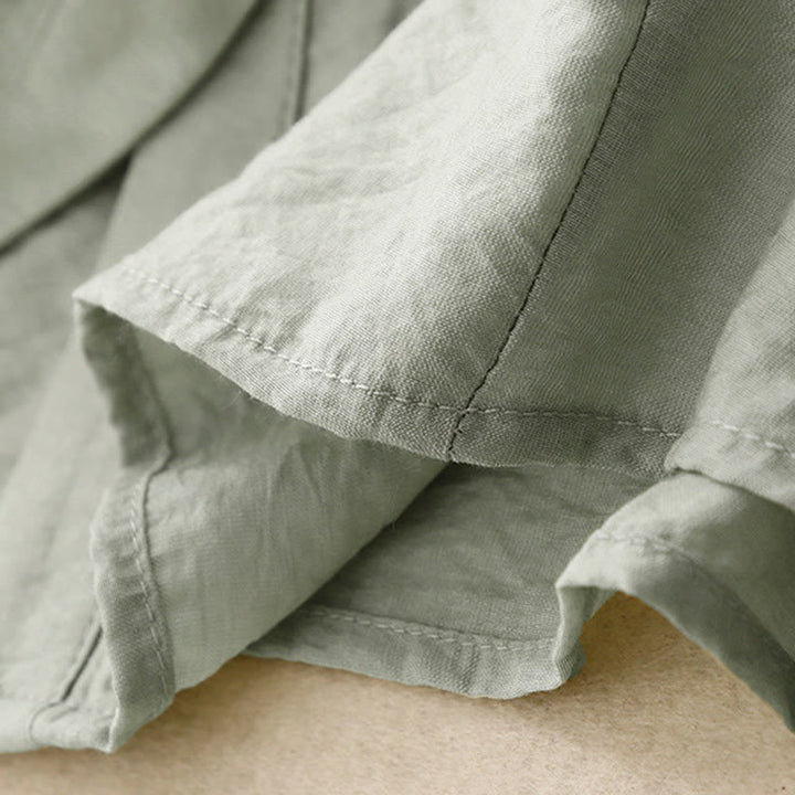 Camisa de algodón de manga corta con botones y cordones de verano para mujer con Buddha Stones - image 15