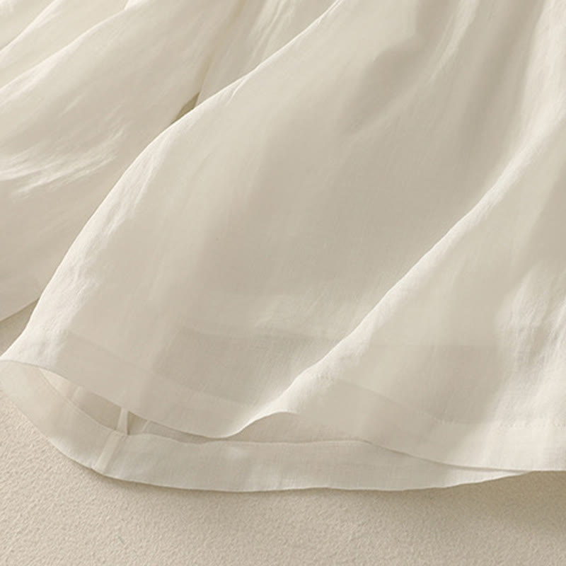 Pantalones de lino y algodón con cintura elástica para mujer, de Buddha Stones, de pierna ancha, de 7 a 8 pulgadas de largo y bolsillos. - image 17