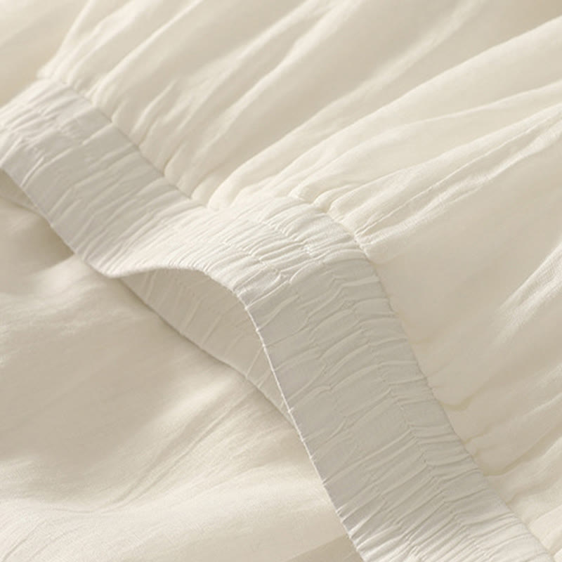 Pantalones de lino y algodón con cintura elástica para mujer, de Buddha Stones, de pierna ancha, de 7 a 8 pulgadas de largo y bolsillos. - image 15