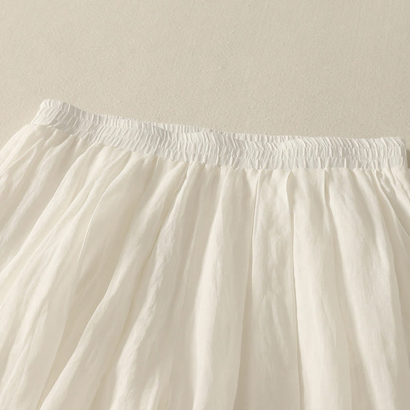 Pantalones de lino y algodón con cintura elástica para mujer, de Buddha Stones, de pierna ancha, de 7 a 8 pulgadas de largo y bolsillos. - image 14