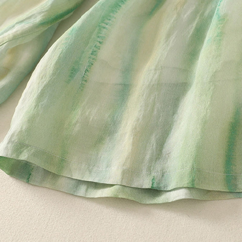 Pantalones de lino y algodón con cintura elástica para mujer, de Buddha Stones, de pierna ancha, de 7 a 8 pulgadas de largo y bolsillos. - image 6