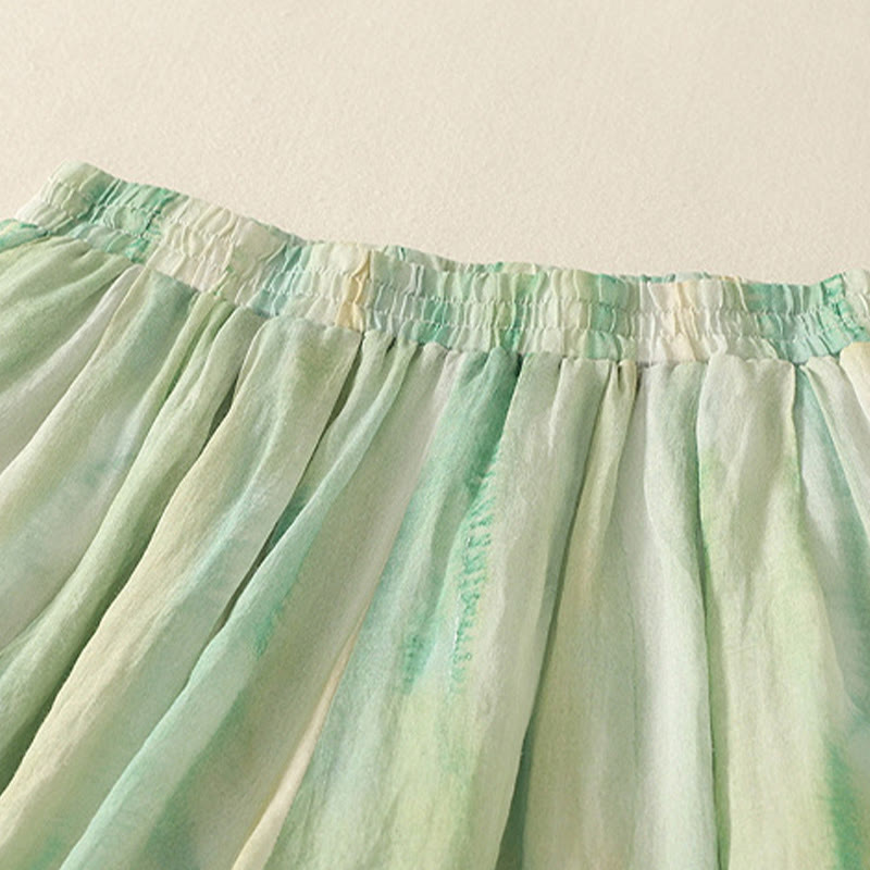 Pantalones de lino y algodón con cintura elástica para mujer, de Buddha Stones, de pierna ancha, de 7 a 8 pulgadas de largo y bolsillos. - image 2