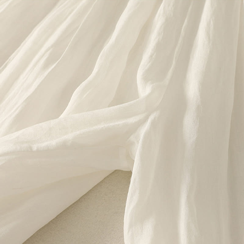 Pantalones de lino y algodón con cintura elástica para mujer, de Buddha Stones, de pierna ancha, de 7 a 8 pulgadas de largo y bolsillos. - image 16