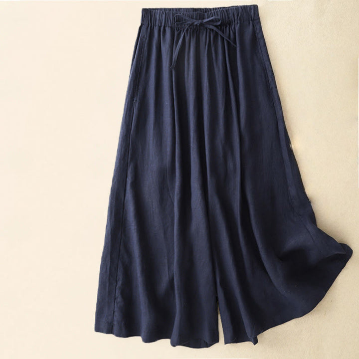 Pantalones capri anchos de pierna ancha con cintura elástica y bolsillos para mujer, con estampado de Buddha Stones. - Marina de guerra - US14, UK/AU18, EU46 (3XL) - image 11