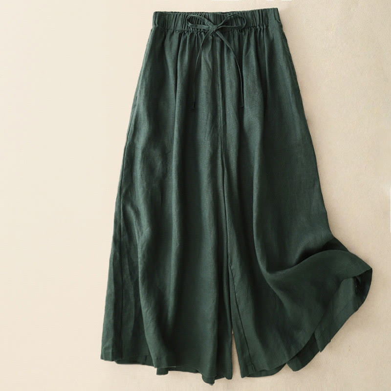 Pantalones capri de verano con cintura elástica y pernera ancha para mujer con bolsillos de Buddha Stones - Verdemar - US14, UK/AU18, EU46 (3XL) - image 24