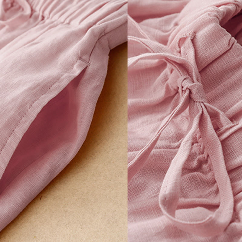 Pantalones capri de verano con cintura elástica y pernera ancha para mujer con bolsillos de Buddha Stones - image 9