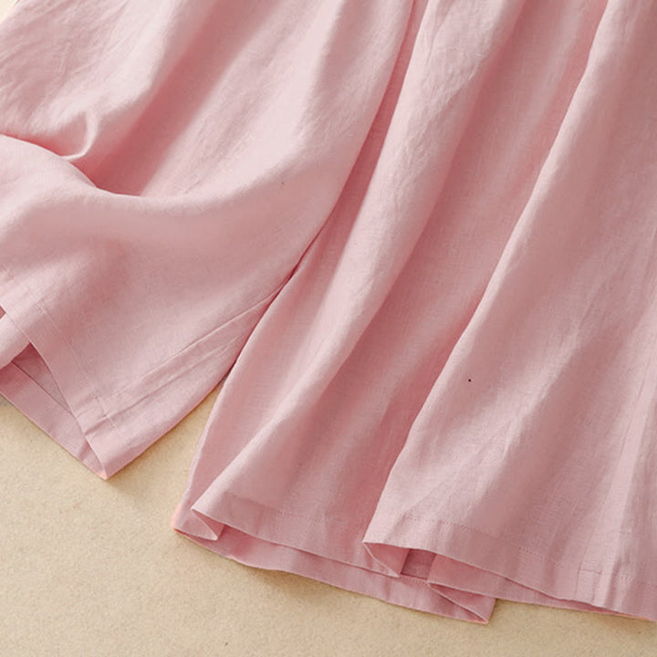 Pantalones capri de verano con cintura elástica y pernera ancha para mujer con bolsillos de Buddha Stones - image 8