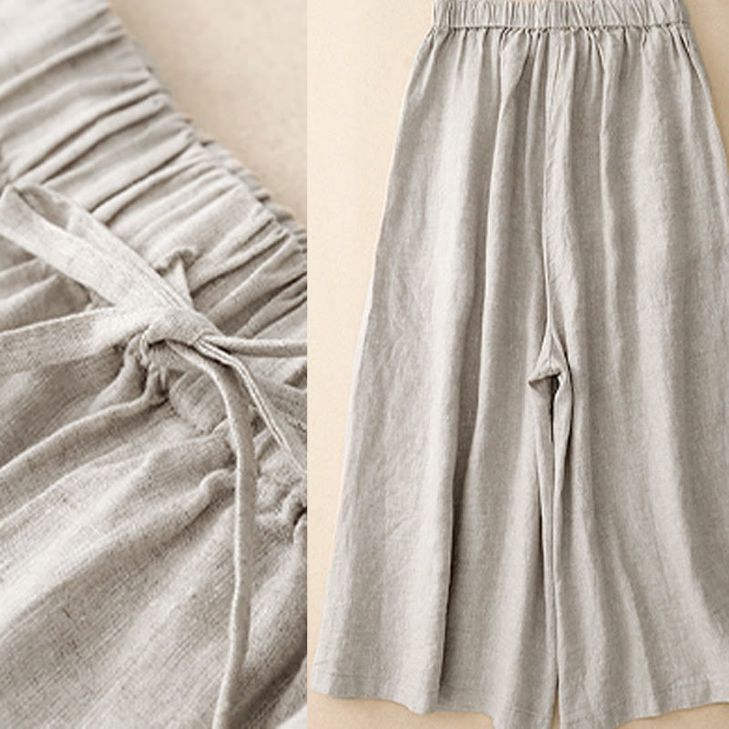 Pantalones capri anchos de pierna ancha con cintura elástica y bolsillos para mujer, con estampado de Buddha Stones. - image 17