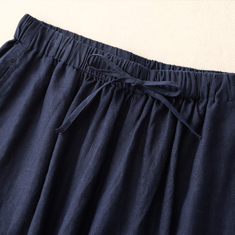 Pantalones capri de verano con cintura elástica y pernera ancha para mujer con bolsillos de Buddha Stones - image 12