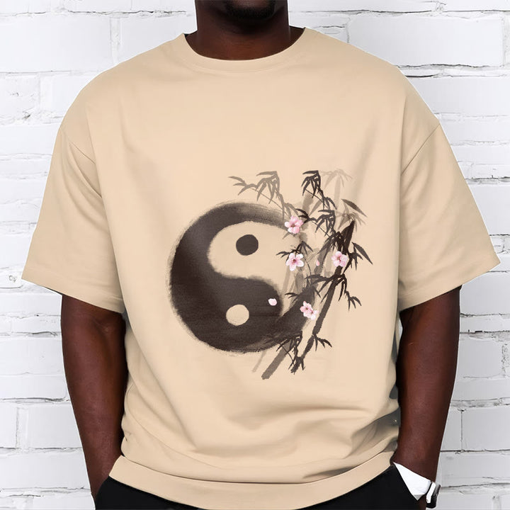 Buddha Stones Camiseta con estampado de bambú y flor de cerezo Yin Yang - image 8