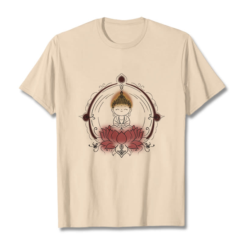 Camiseta con estampado de mandala de loto y Buddha Stones alegre - Sopa de mariscos - 2XL - image 9