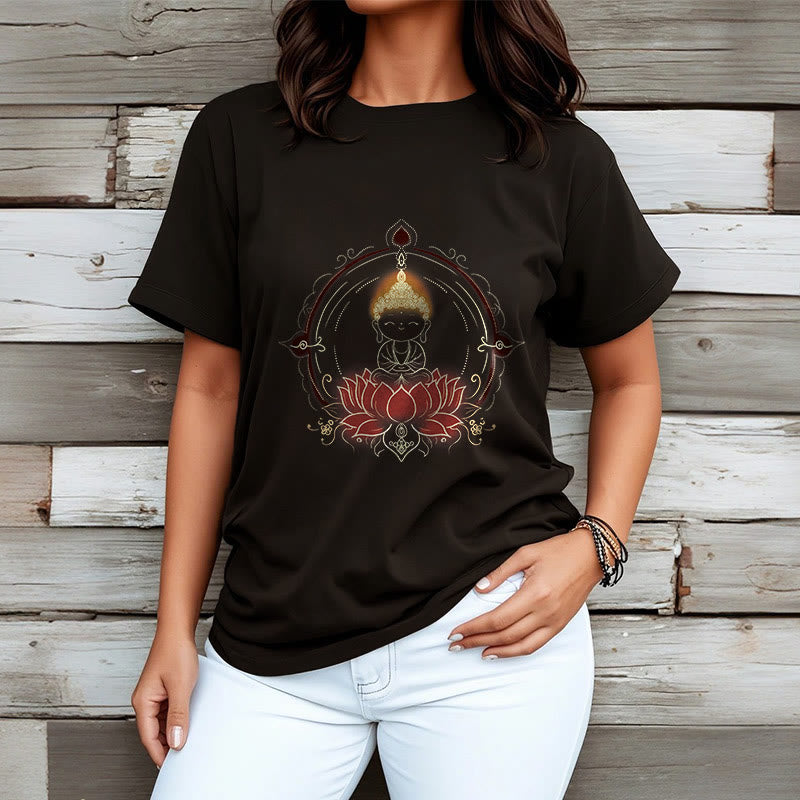 Camiseta con estampado de mandala de loto y Buddha Stones alegre - image 8