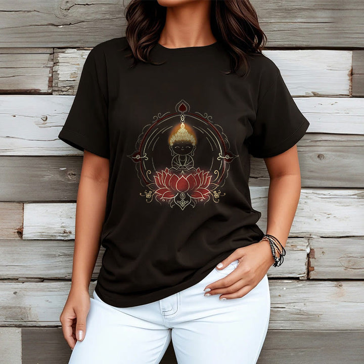 Camiseta con estampado de mandala de loto y Buddha Stones alegre - image 8