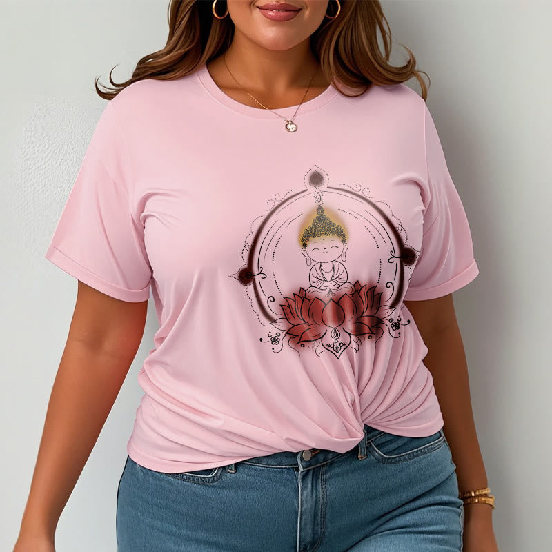 Camiseta con estampado de mandala de loto y Buddha Stones alegre - image 14