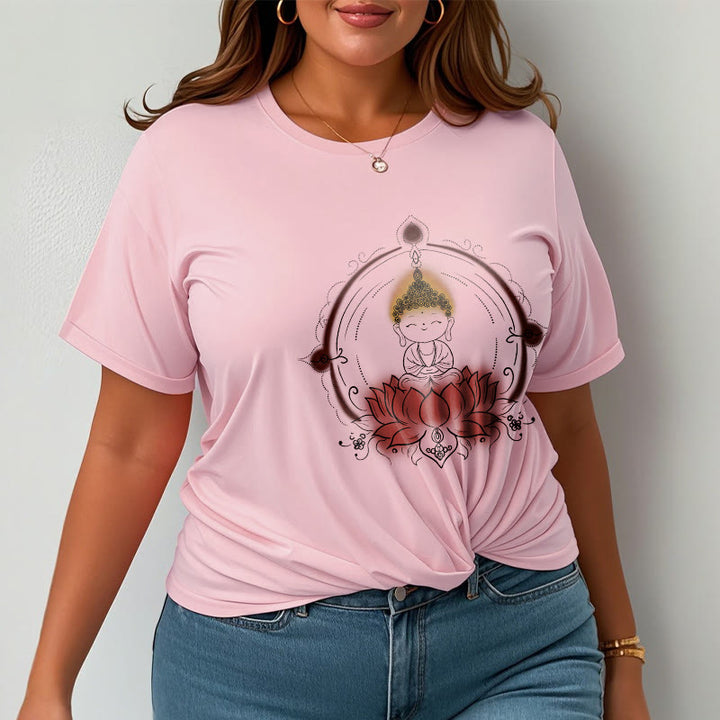 Camiseta con estampado de mandala de loto y Buddha Stones alegre - image 14