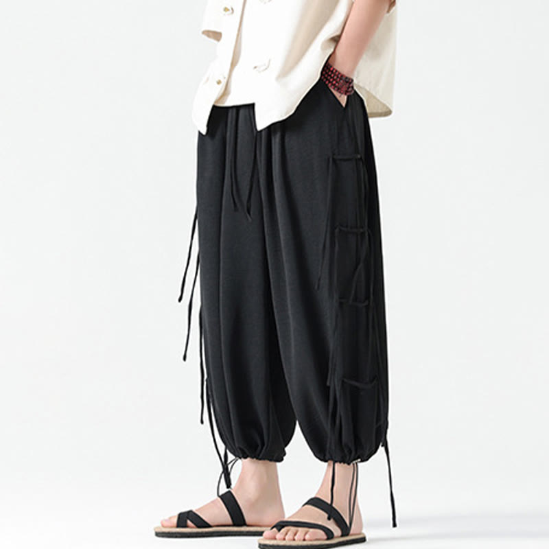 Pantalones de licra con diseño de Buddha Stones , holgados e informales, con cordón en la cintura, para hombre, de largo 7-8, con bolsillos - image 3
