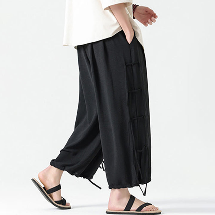 Pantalones de licra con diseño de Buddha Stones , holgados e informales, con cordón en la cintura, para hombre, de largo 7-8, con bolsillos - image 4