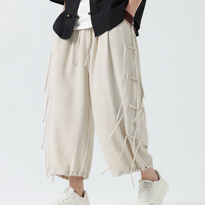 Pantalones de licra con diseño de Buddha Stones , holgados e informales, con cordón en la cintura, para hombre, de largo 7-8, con bolsillos - Beige - US/UK/AU46, EU56 (5XL) - image 23