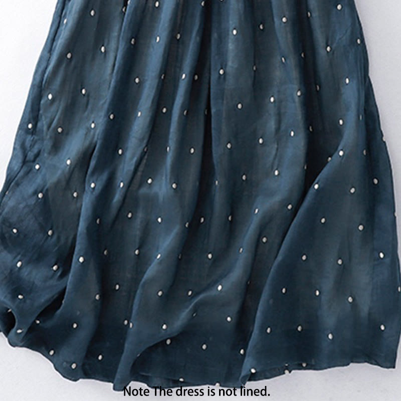 Vestido midi de poliéster con estampado de lunares, botones en la espalda y bolsillos, con diseño de Buddha Stones. - image 5