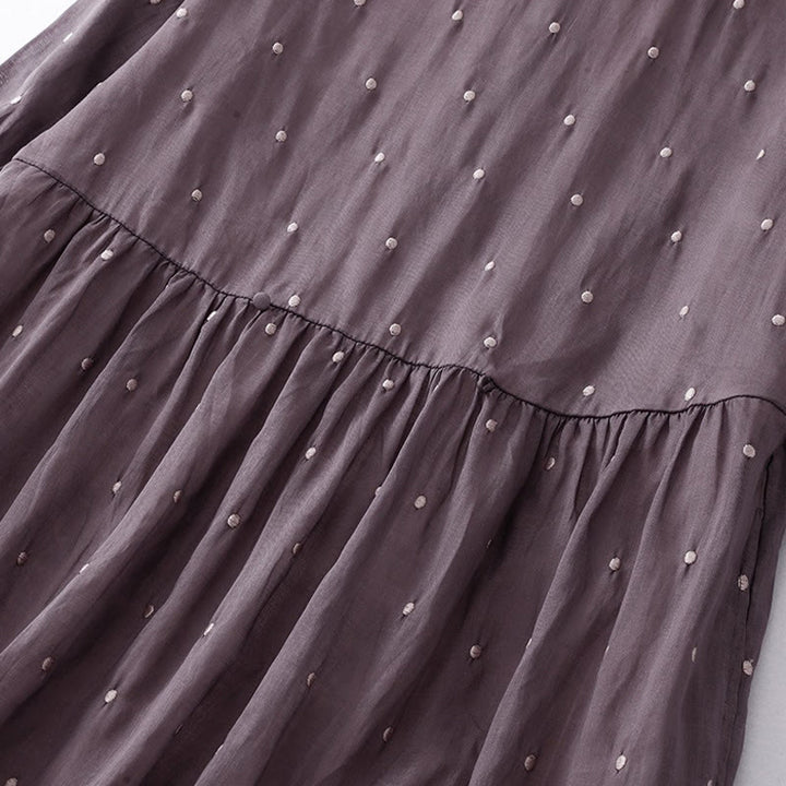 Vestido midi de poliéster con estampado de lunares, botones en la espalda y bolsillos, con diseño de Buddha Stones. - image 2