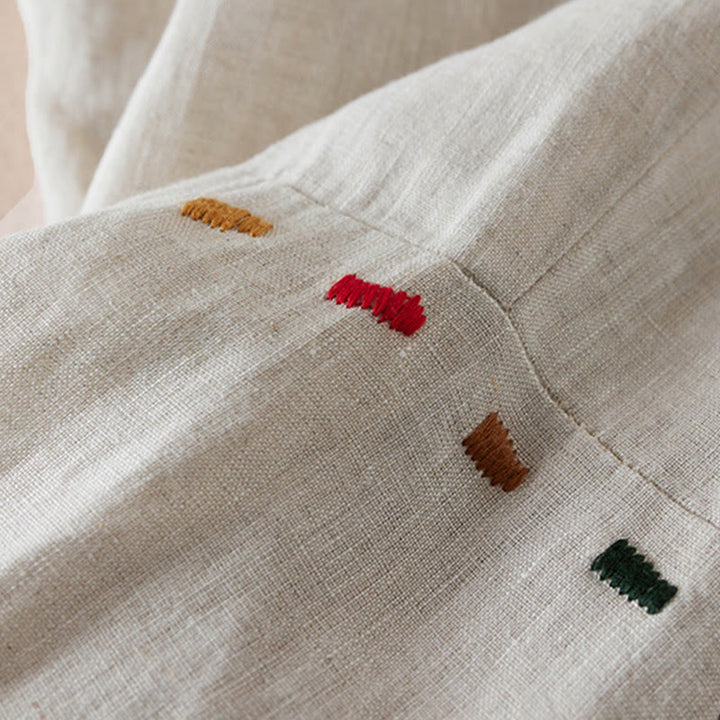 Pantalones de lino y algodón para mujer, con bolsillos, de hilo de colores Buddha Stones , de longitud 7-8 - image 6