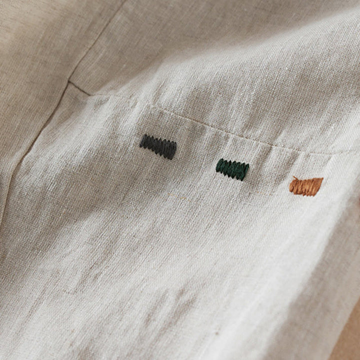 Pantalones de lino y algodón para mujer, con bolsillos, de hilo de colores Buddha Stones , de longitud 7-8 - image 8