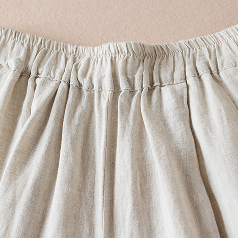 Pantalones de lino y algodón para mujer, con bolsillos, de hilo de colores Buddha Stones , de longitud 7-8 - image 7