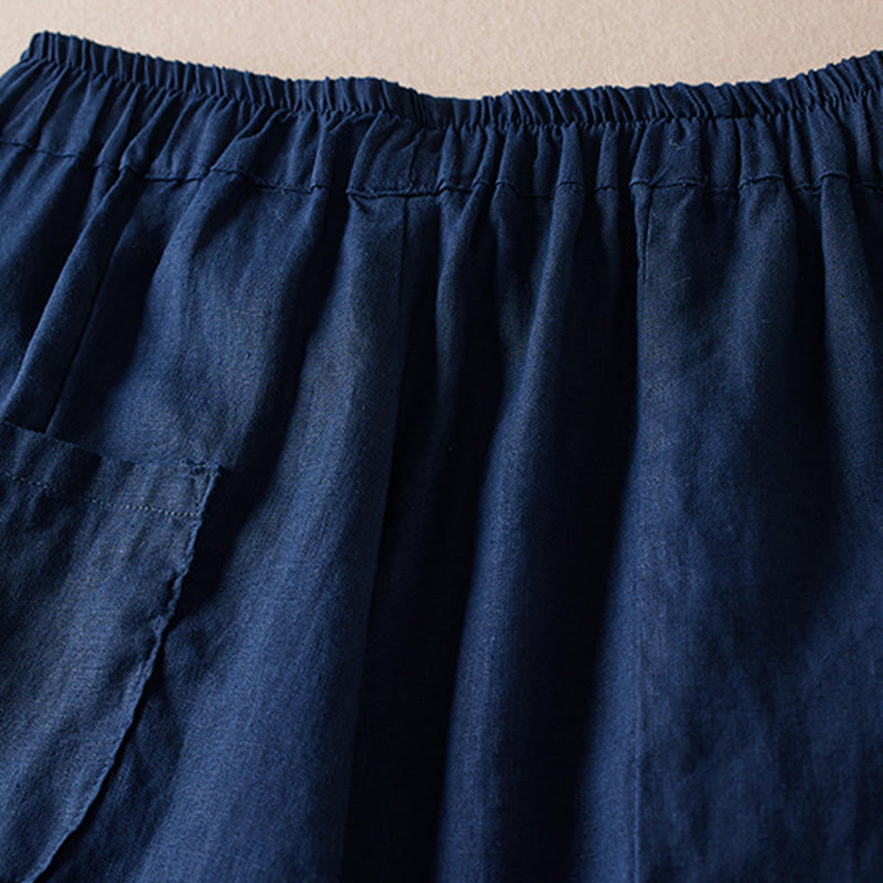 Pantalones de lino y algodón para mujer, con bolsillos, de hilo de colores Buddha Stones , de longitud 7-8 - image 13