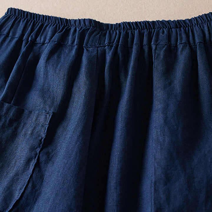 Pantalones de lino y algodón para mujer, con bolsillos, de hilo de colores Buddha Stones , de longitud 7-8 - image 13