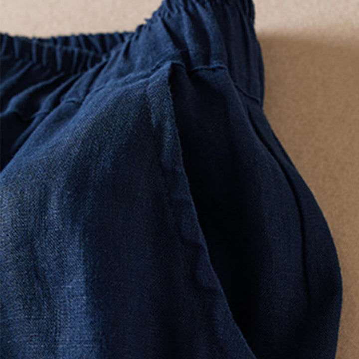 Pantalones de lino y algodón para mujer, con bolsillos, de hilo de colores Buddha Stones , de longitud 7-8 - image 14