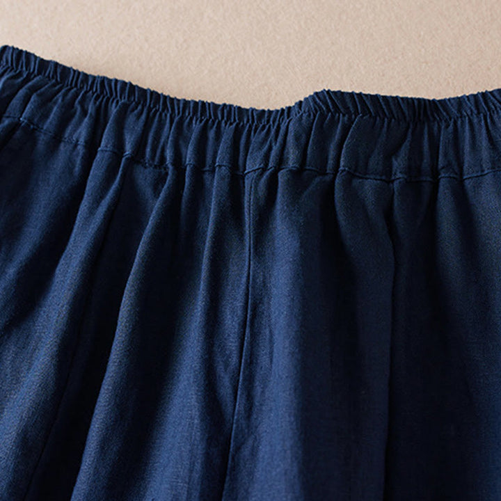 Pantalones de lino y algodón para mujer, con bolsillos, de hilo de colores Buddha Stones , de longitud 7-8 - image 12