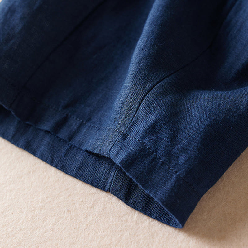 Pantalones de lino y algodón para mujer, con bolsillos, de hilo de colores Buddha Stones , de longitud 7-8 - image 11